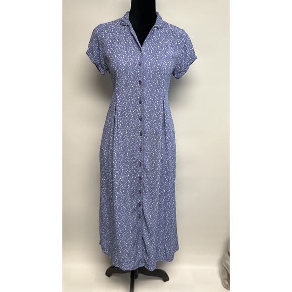 April Cornell Vintage 90s Purple Floral Maxi Dress Womens Small Back Tie Grunge - Picture 1 of 13